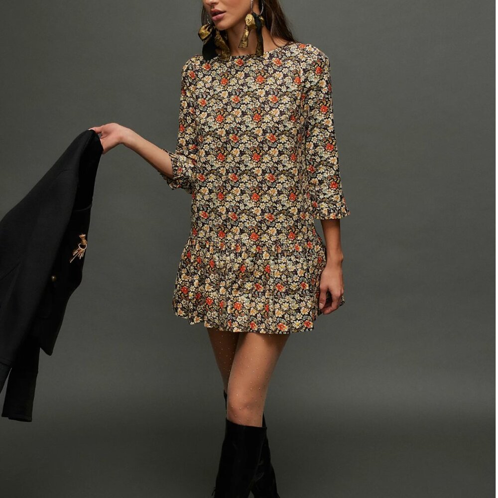 Free People The Avenue Mini Dress – XS, Flowery Boho Dress, Fall Dress